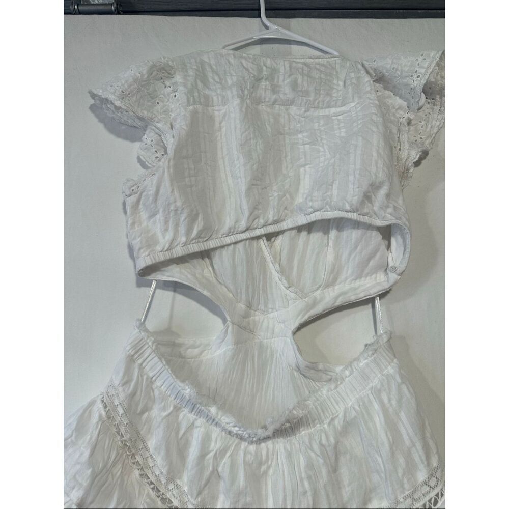 LoveShackFancy Audrina Dress White Eyelet Lace Mini Dress Size Large Boho - Picture 8 of 9